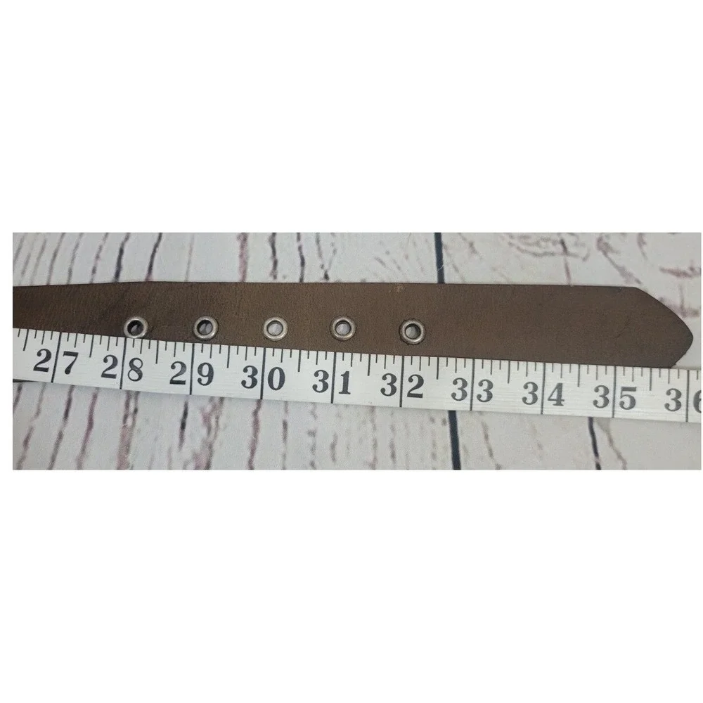 Leather Belt Vintage Boho Western Grommet Distressed Buffalo Brown Small